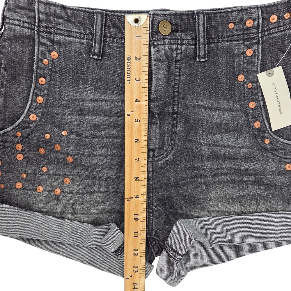 Pilcro The Lonnie Cuffed High-Rise Denim Shorts 26 Studded - Picture 7 of 8